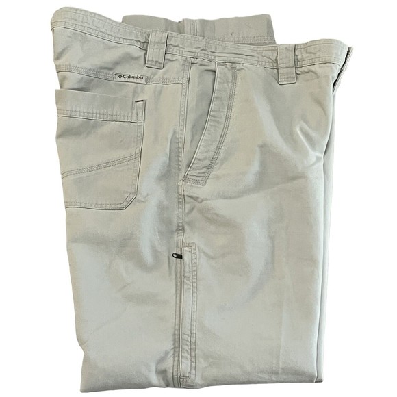 Columbia Mens Size 38x32 Pants Tan 37x31.5 Bone Gray Off Wht Side Pocket Casual - Picture 3 of 6